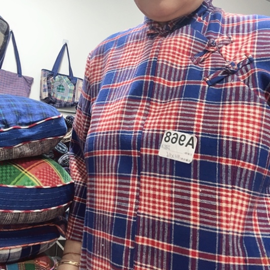 棉老土布漂亮格子袍子