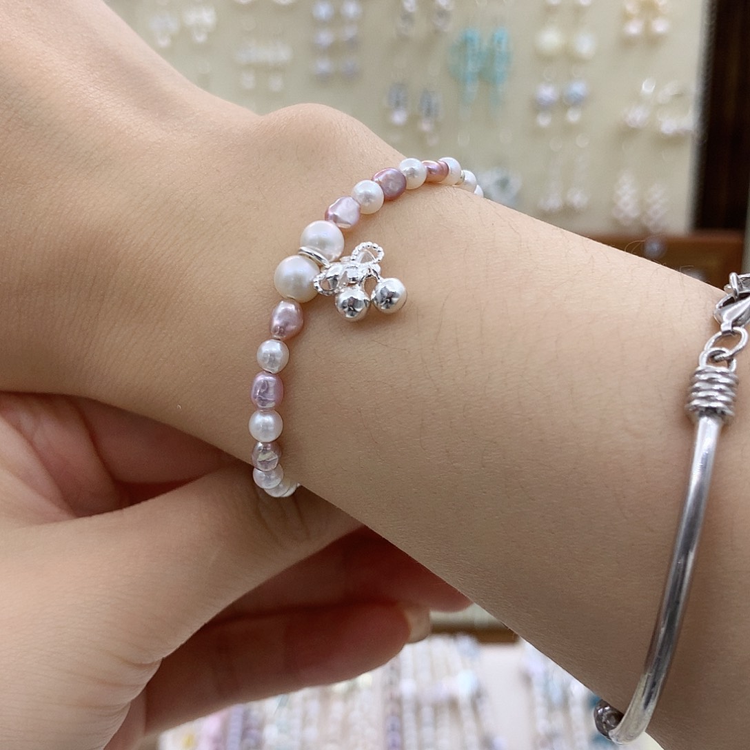 银S925镶嵌淡水珍珠耳饰