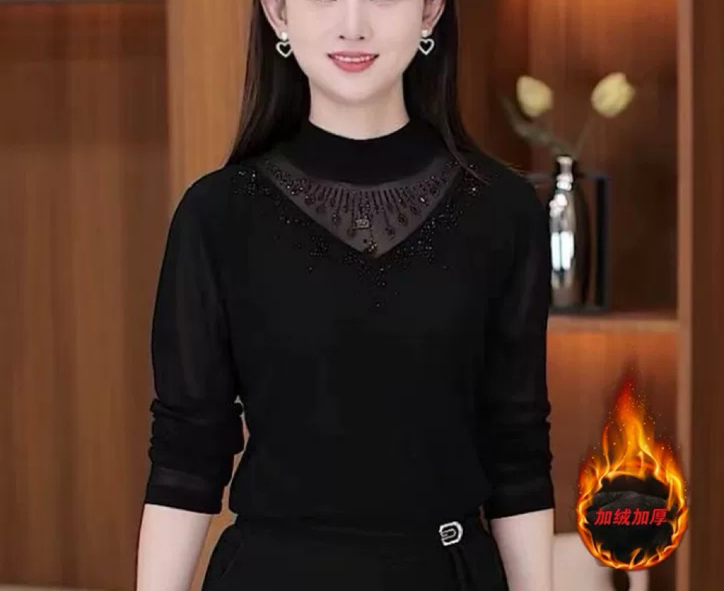 冬季流苏花镂空加绒百搭不起球时尚保暖小衫56