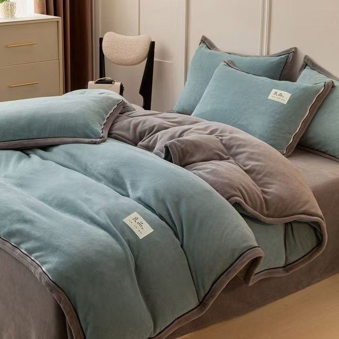 （以主播介绍展示为准）高克重加厚牛奶绒四件套