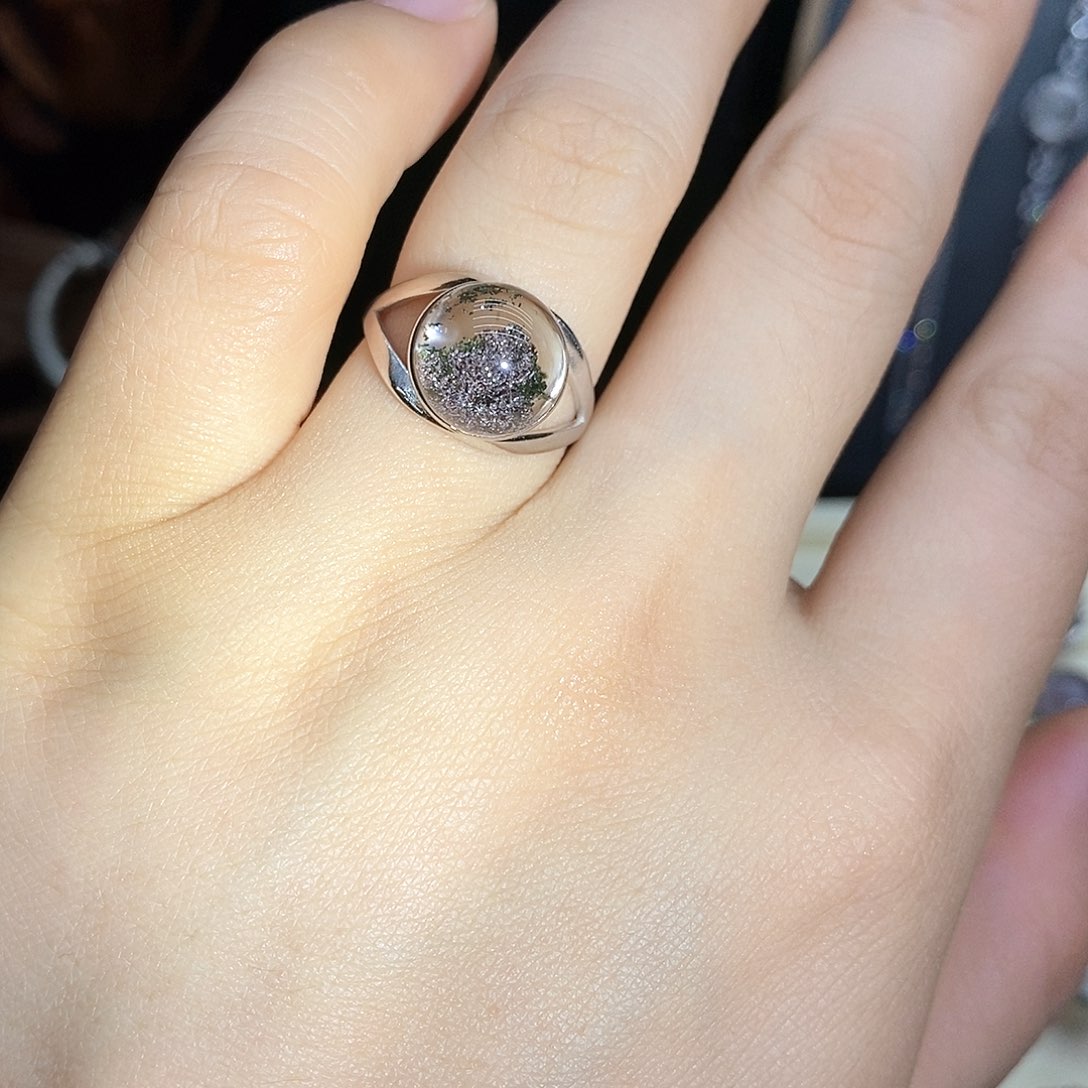 水晶戒指银S925镶嵌天然活口