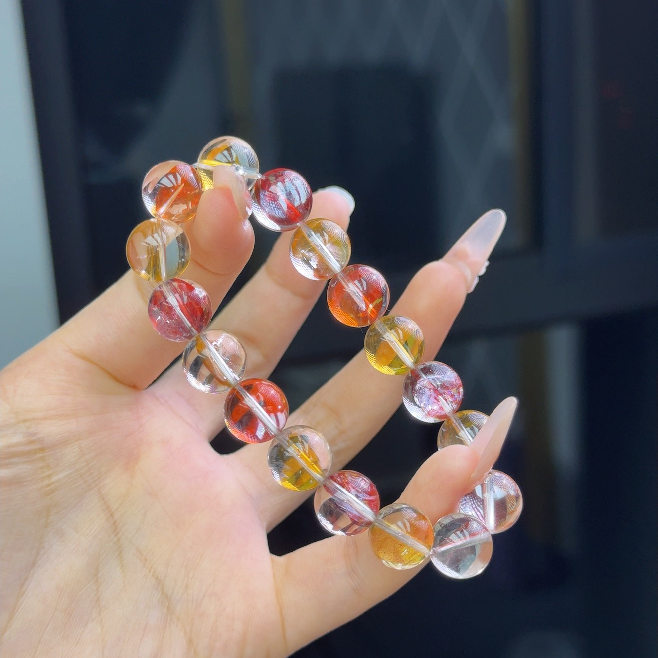 毕业级天然锦鲤胶花水晶