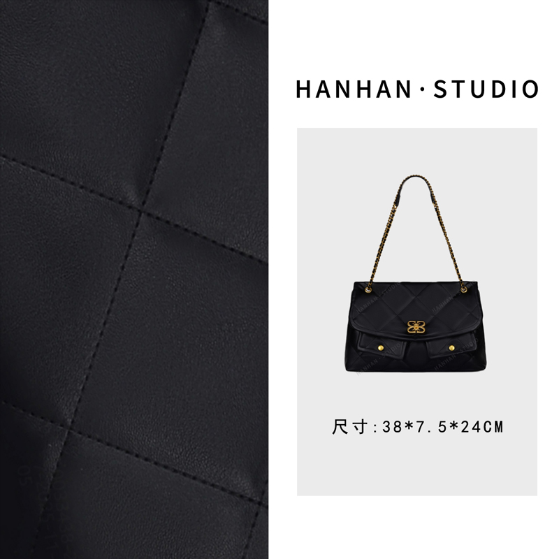 【韩韩甄选】GQ-9049-黑色 轻奢时尚复古气质百搭单肩腋下女包