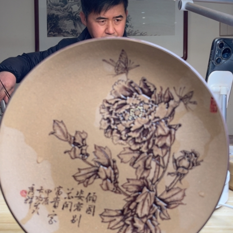 茶杯紫砂工艺美术师蒋秀群牡丹作品
