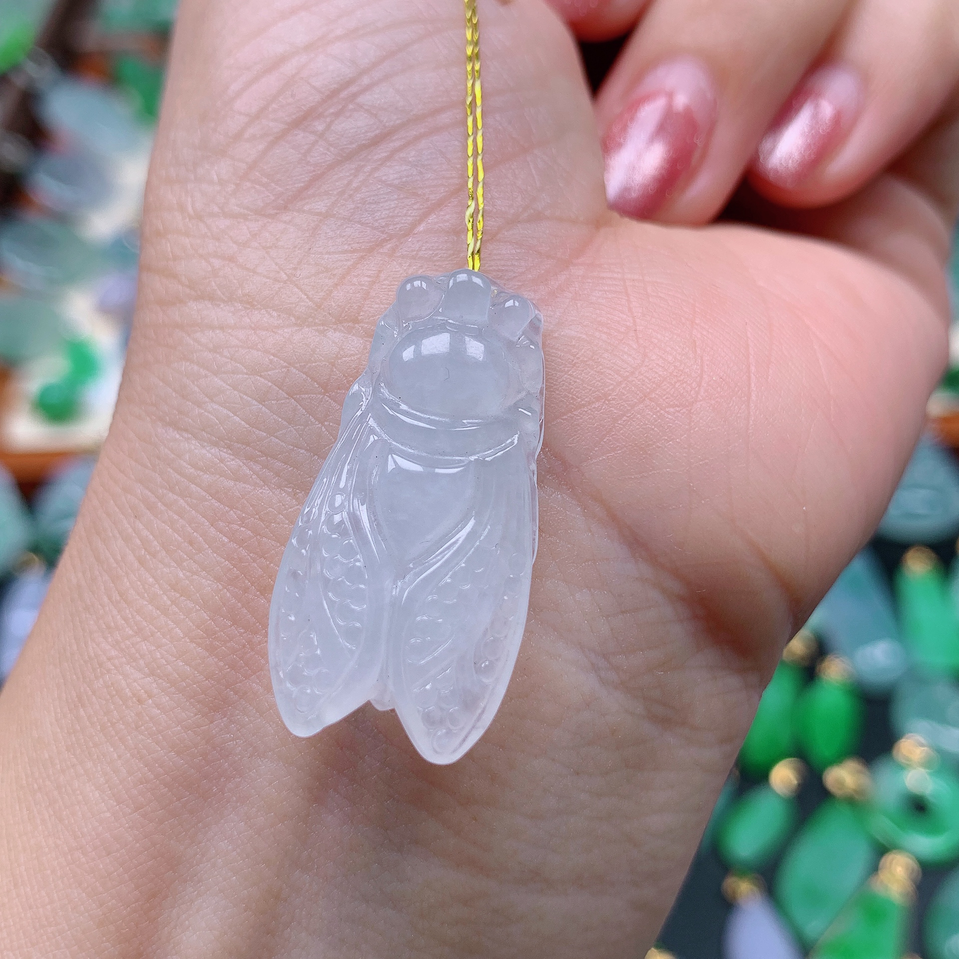 缅甸天然A货翡翠，冰润金蝉一鸣惊人，编号267/1226尺30-15.6-6.8