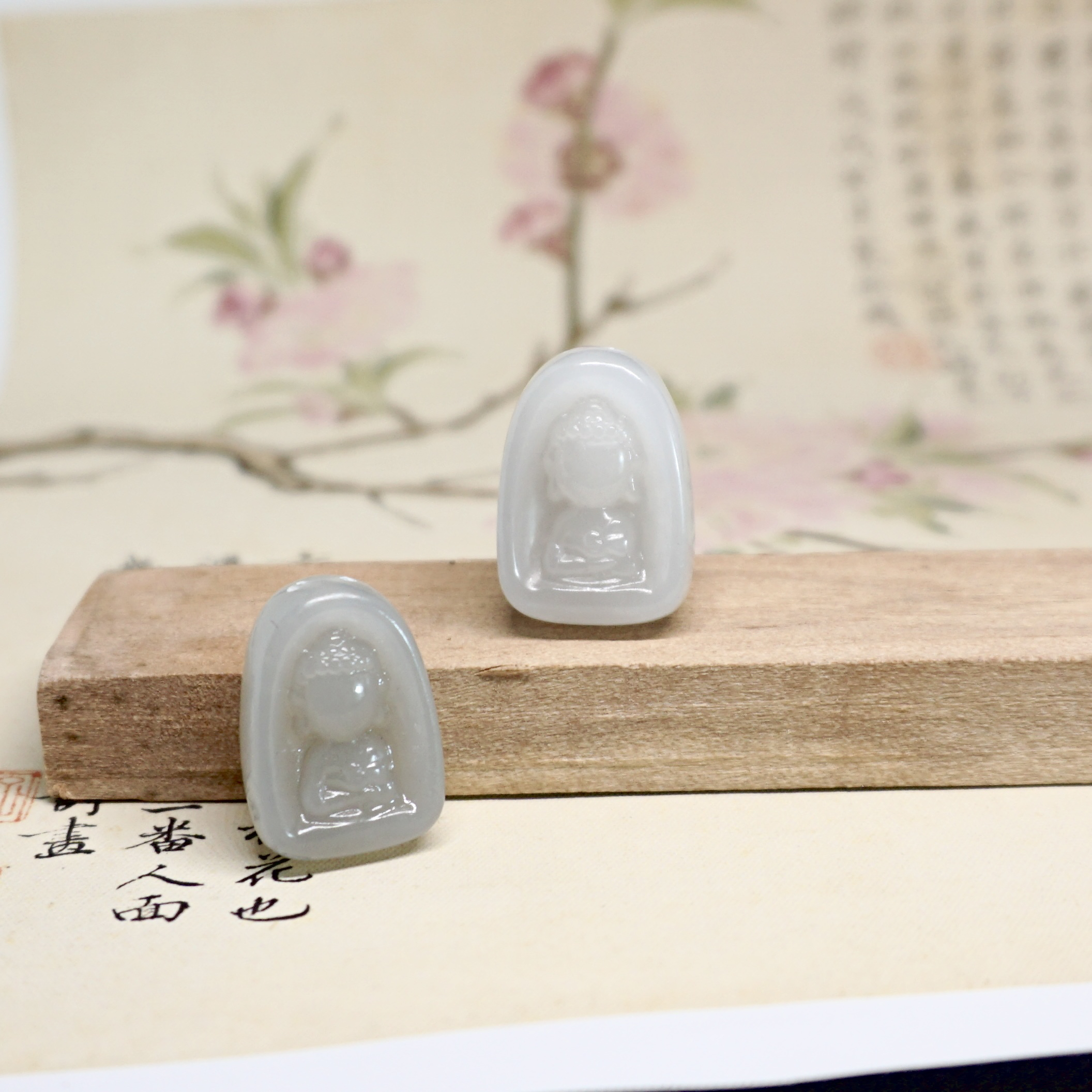 天然和田玉冰烟紫无相佛悟道（多样性发其一）