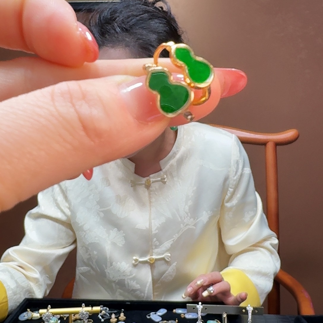 翡翠银S925镶嵌耳饰耳饰2