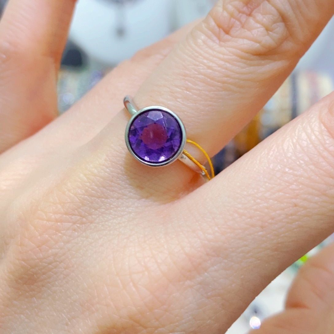 紫晶戒指银S925镶嵌戒指