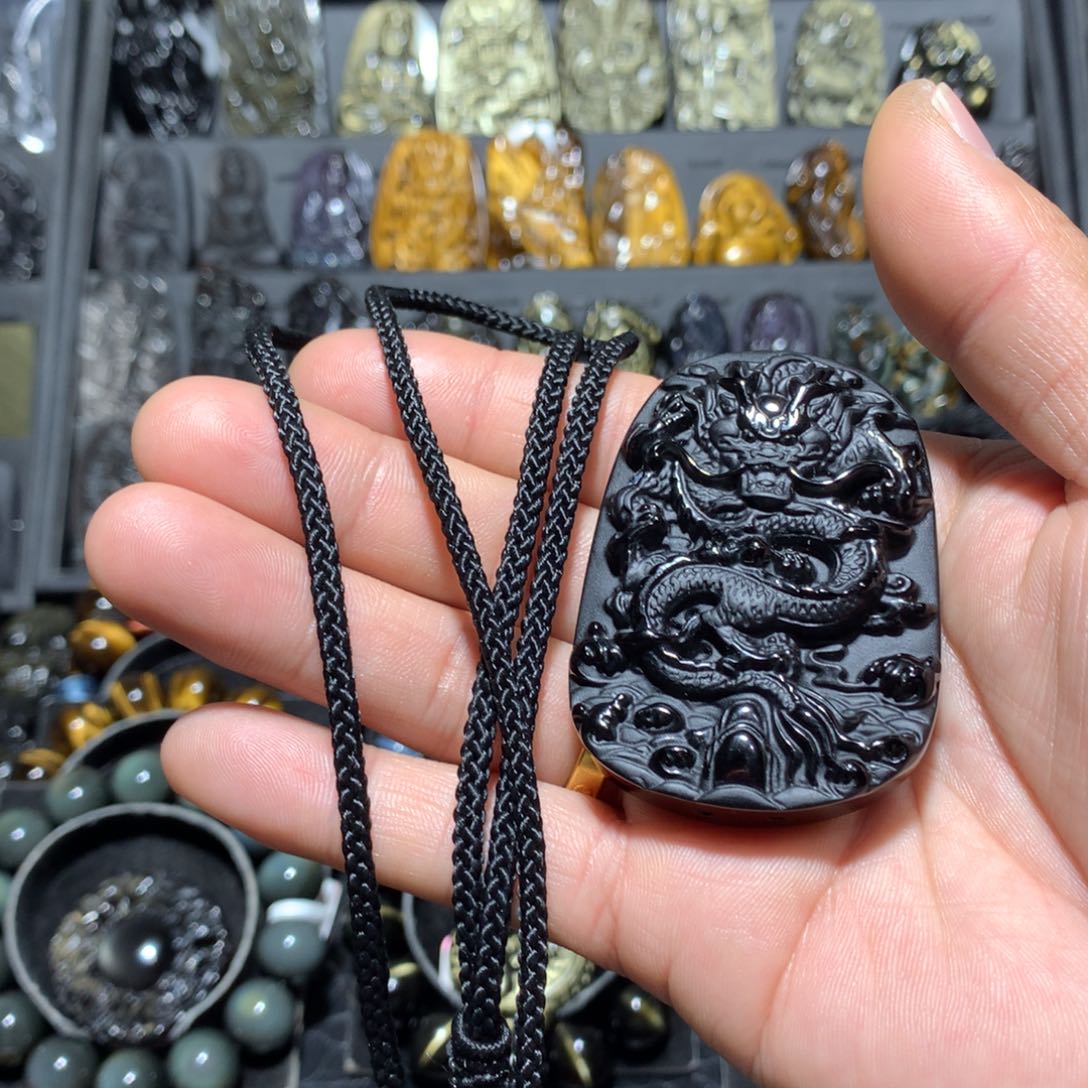 未镶嵌黑曜岩吊坠(赠链)蓝***空