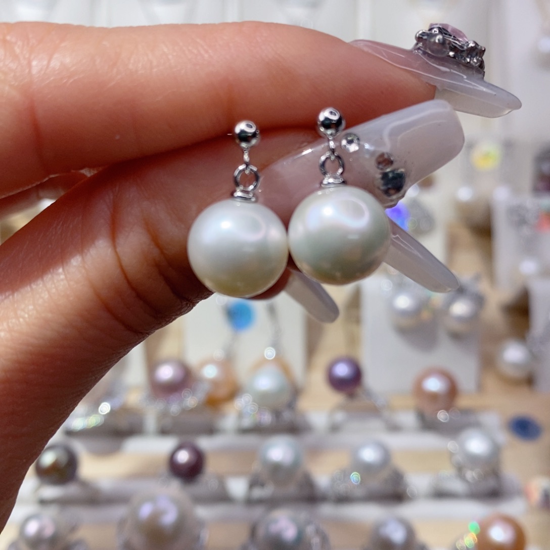 淡水珍珠耳饰银S925镶嵌