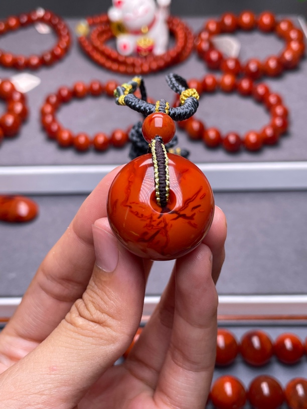 高品原矿）26✖️20mm瓦西满肉虎皮火焰纹平安扣