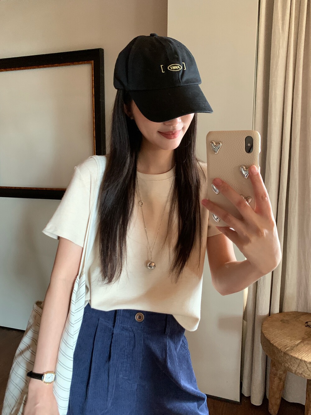 韩系短袖正肩T恤女小个子减龄超级爆款圆领上衣