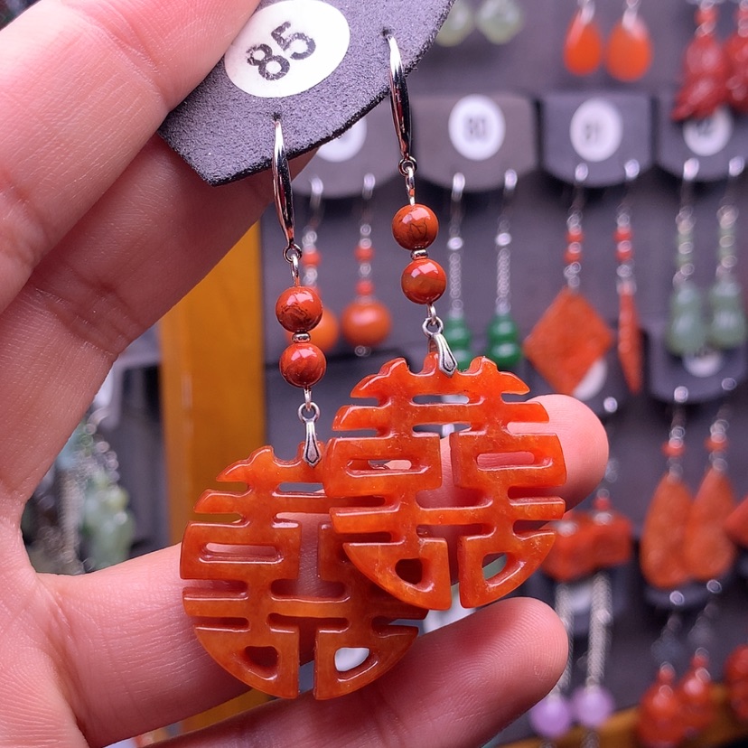 【闪购商品】翡翠耳饰银S925镶嵌诗**方满意