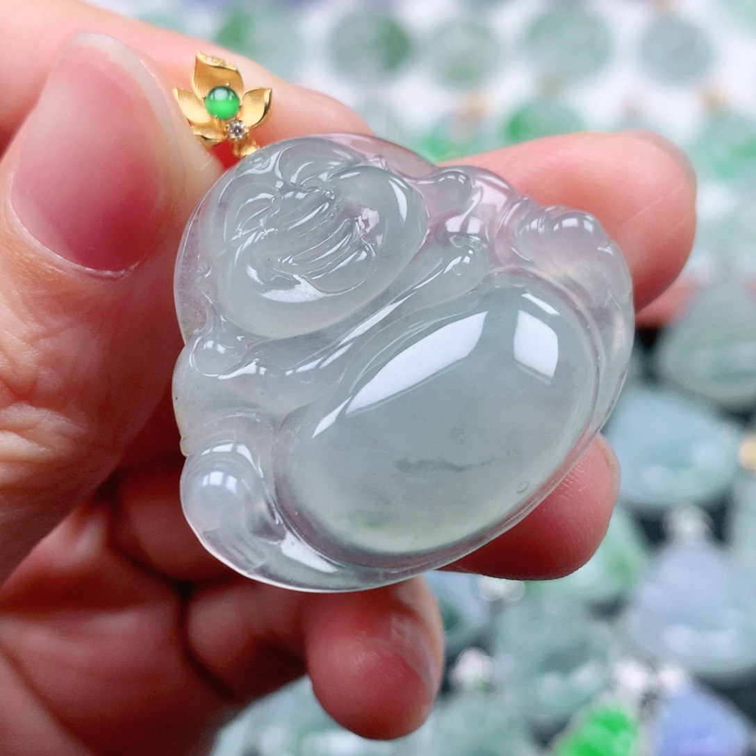 翡翠吊坠(不含链)18K金镶嵌朵*。