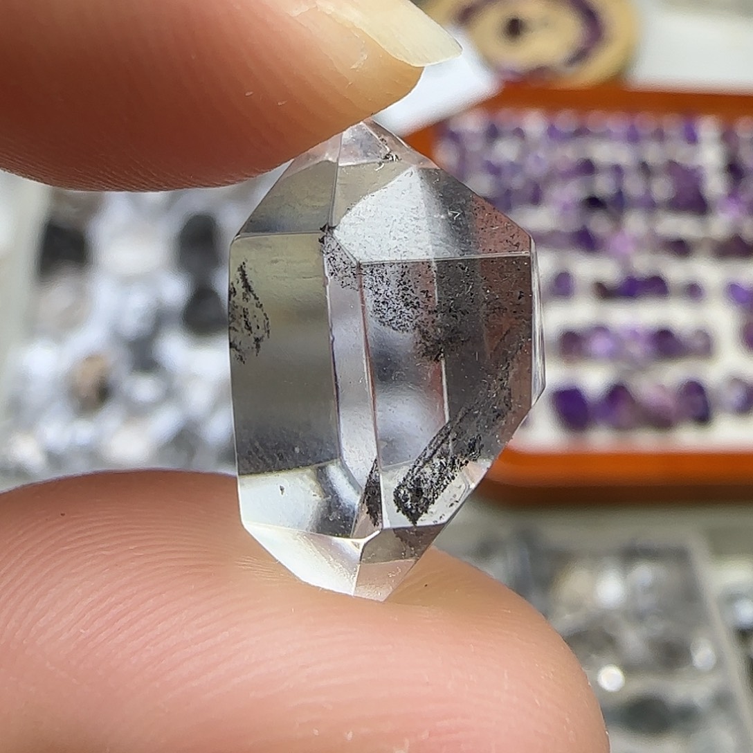 未镶嵌水晶珠宝半成品闪灵双尖随形散墨