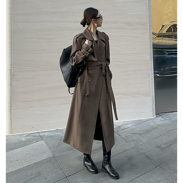 2025年新款气质长款风衣外套女春季厚款长外套-24924