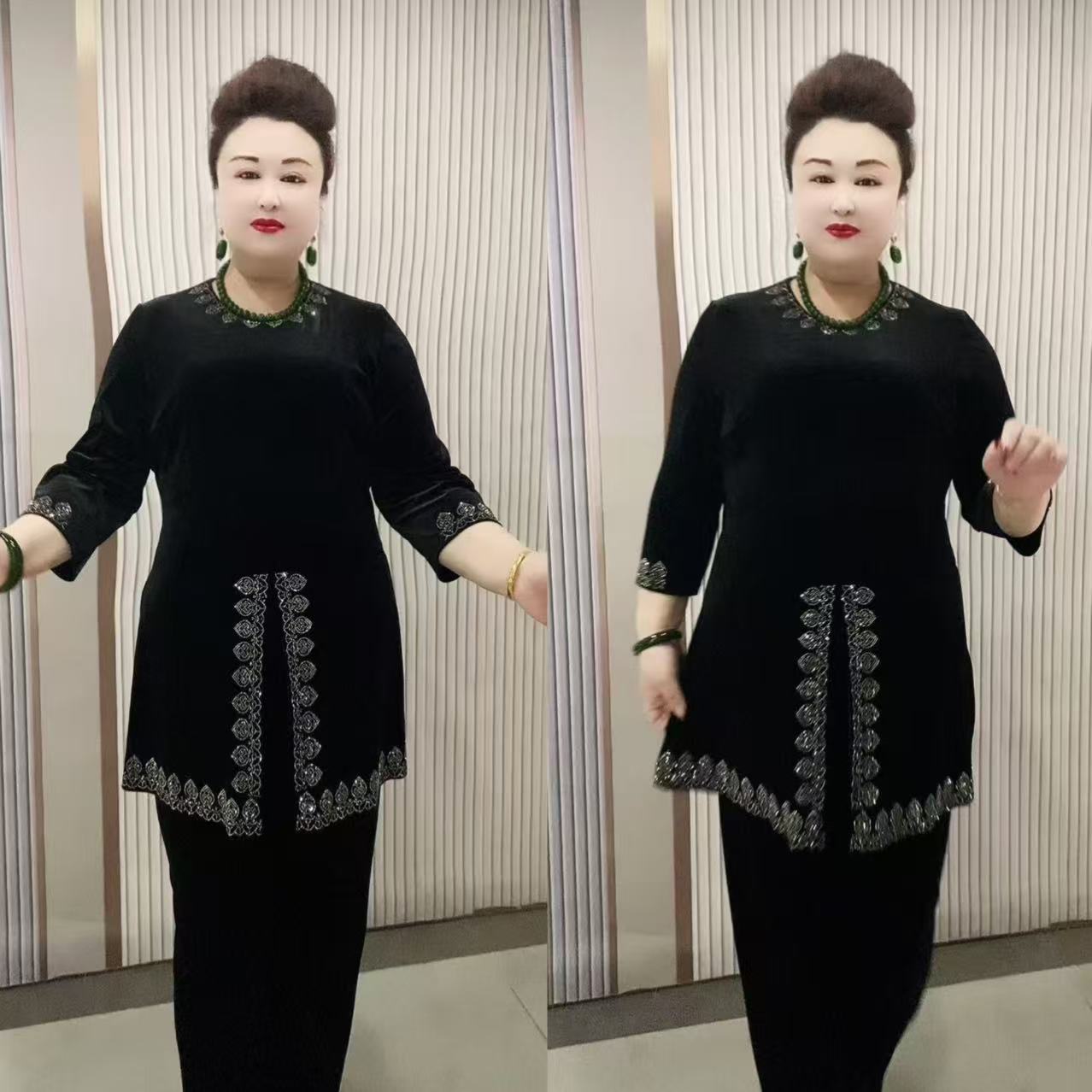 506款丝绒烫钻衣服+裤子