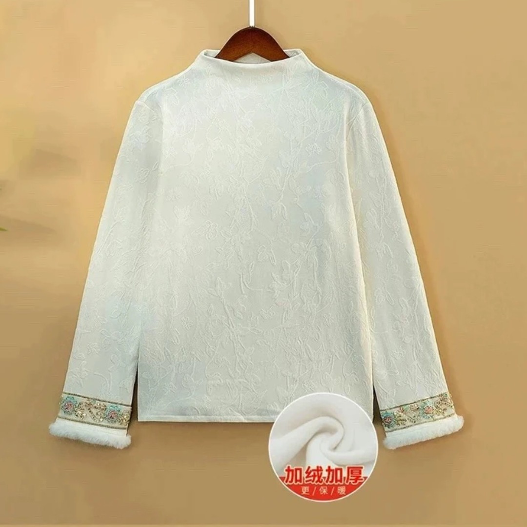 2508国潮中式复古提花半高领加绒冬季修身保暖打底衫锦绣
