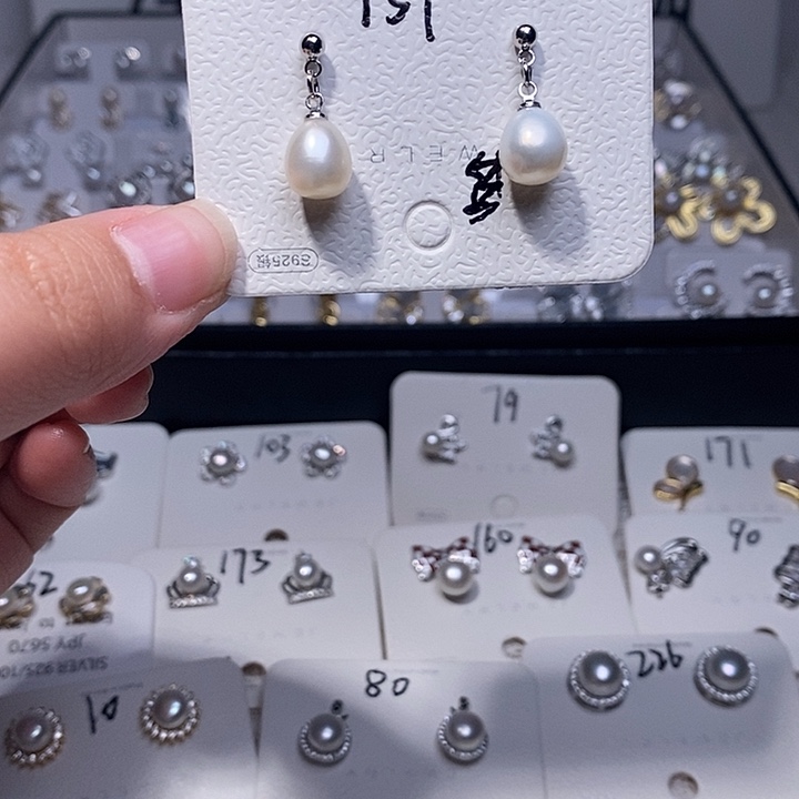 淡水珍珠耳饰银S925镶嵌