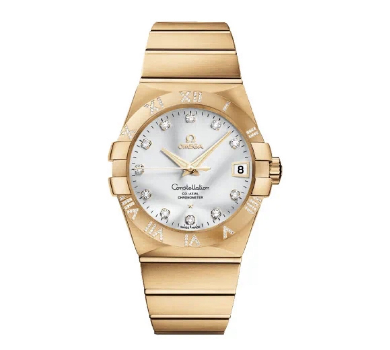 99新 Omega/欧米茄 星座系列/全金男表/38mm/黄金/罗马钻