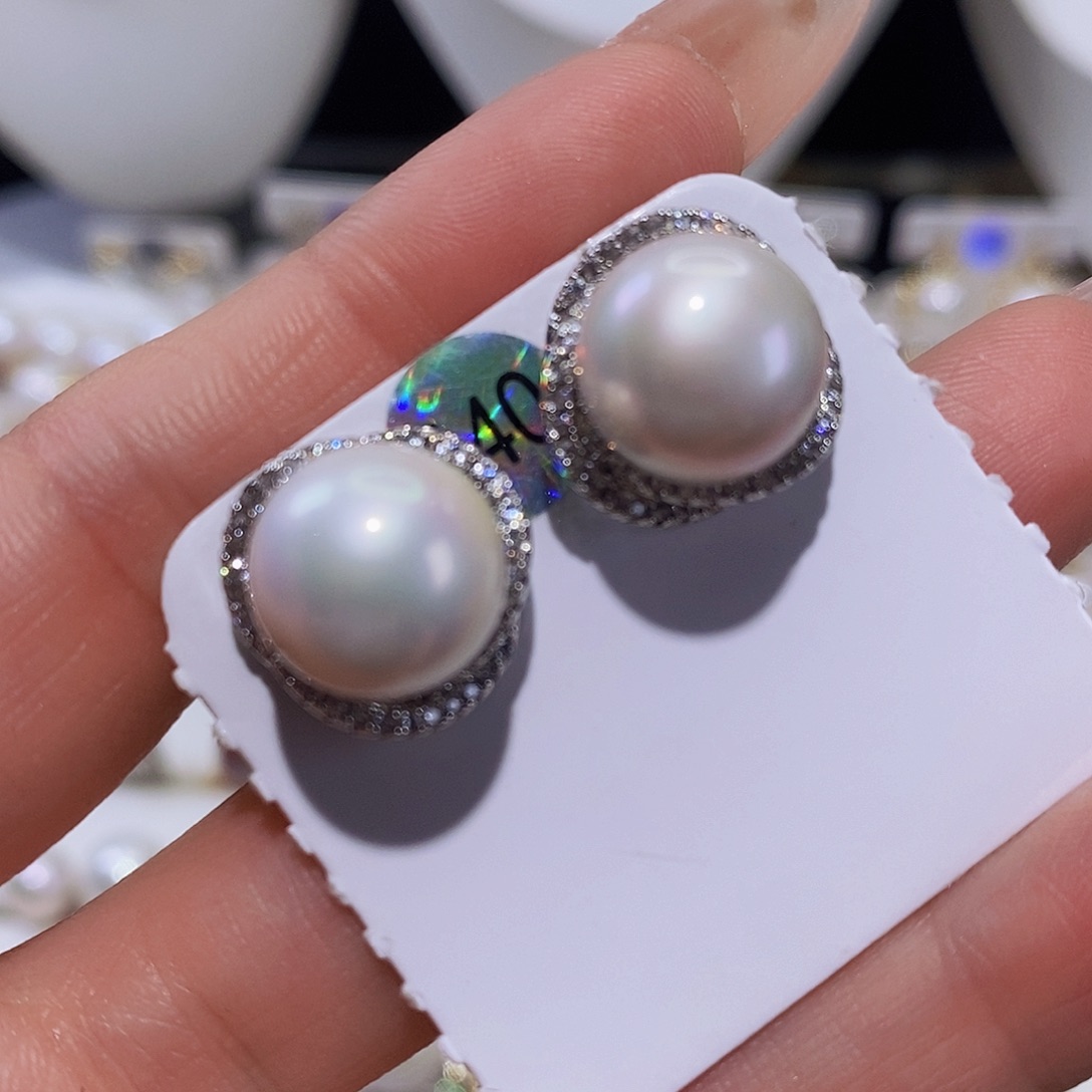 淡水珍珠耳饰银S925镶嵌