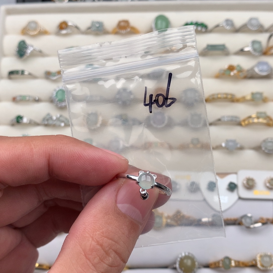 翡翠银S925镶嵌戒圈406