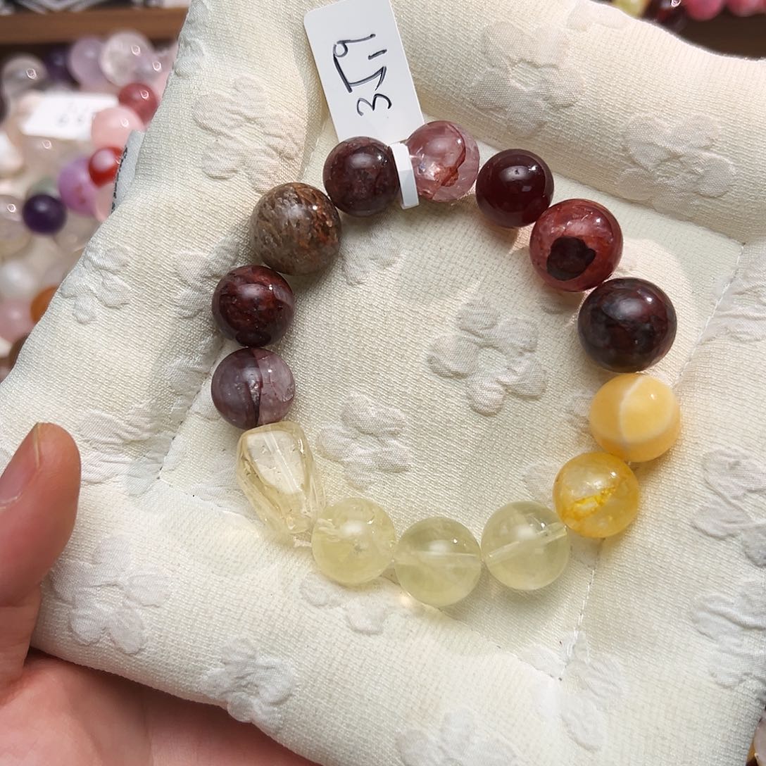 银S925镶嵌手链烟晶浇花