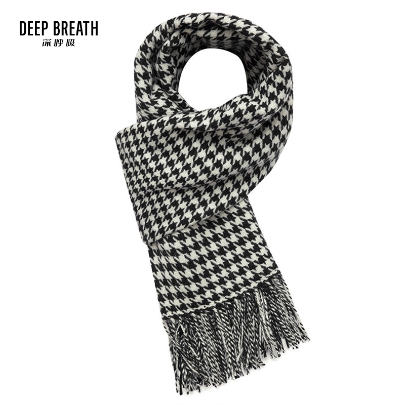 DEEP BREATH深呼吸配饰新款时尚高级感羊毛千鸟格围巾披肩A800097