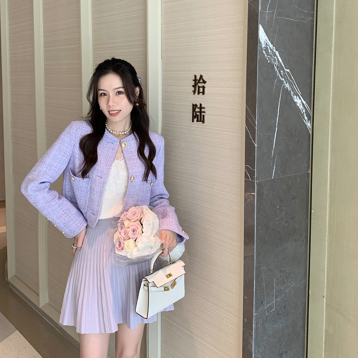 特价~小香风彩纱编织粗花呢气质百搭短款上衣