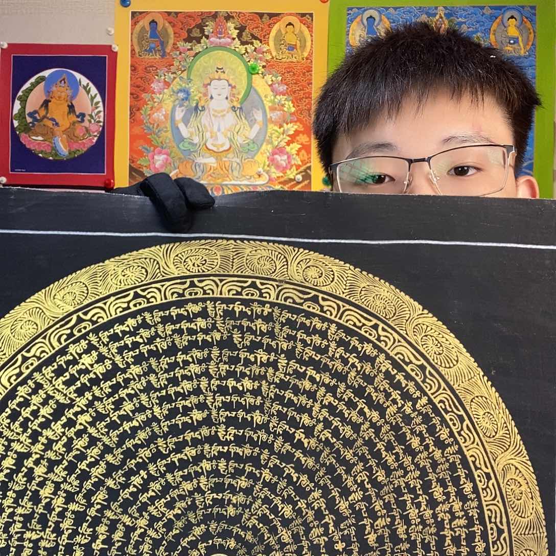 卷轴画纯手绘六字真言唐卡50