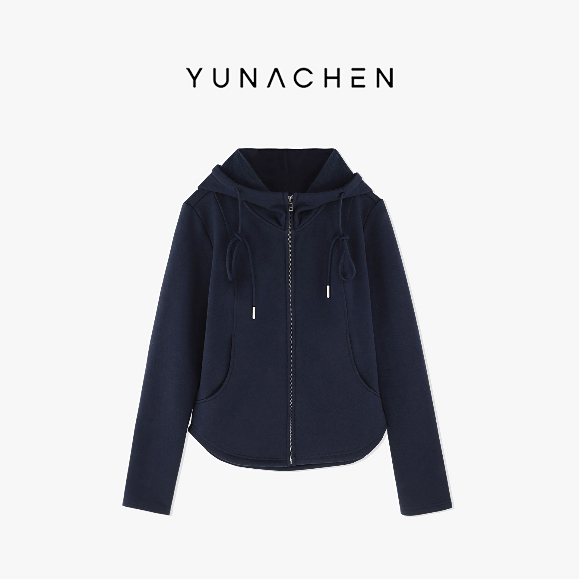 菠萝宝宝yuna【雾海】100棉收腰显瘦显白休闲百搭连帽拉链卫衣YJ11 