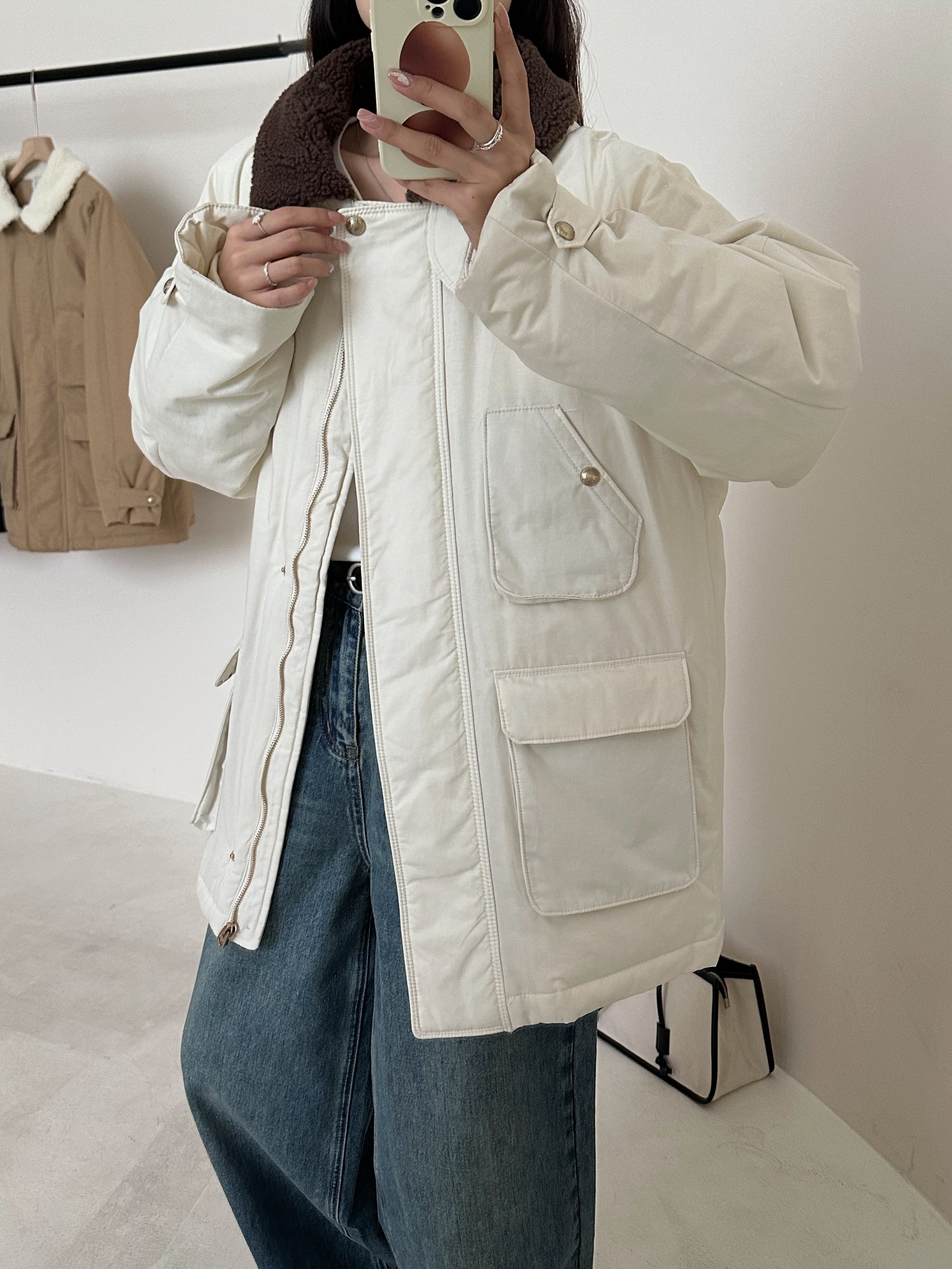【微瑕、介意慎拍、不退不换】短款拼接韩版立领设计师羽绒服