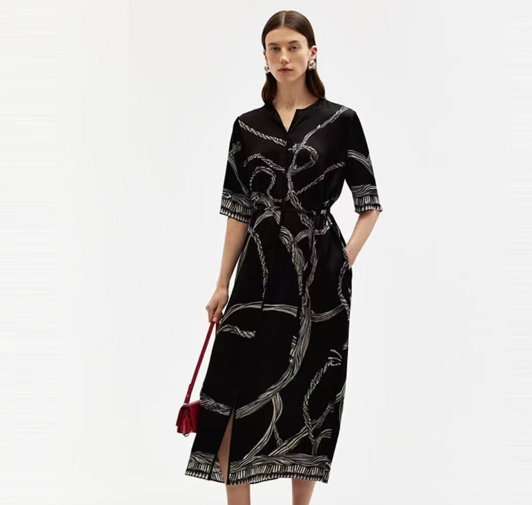 2025夏时尚印花气质轻奢连衣裙 YH5808