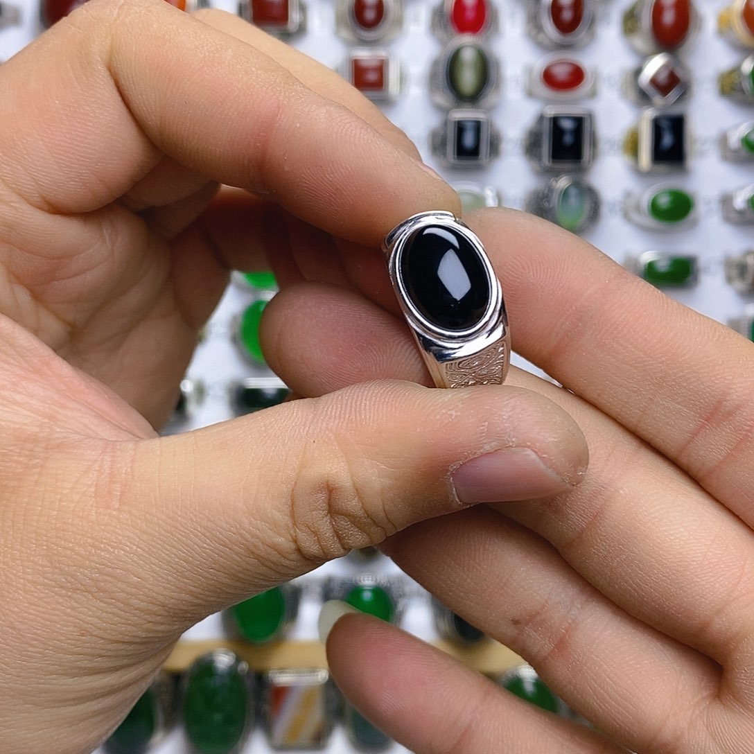 玛瑙/玉髓戒指银S925镶嵌G****?