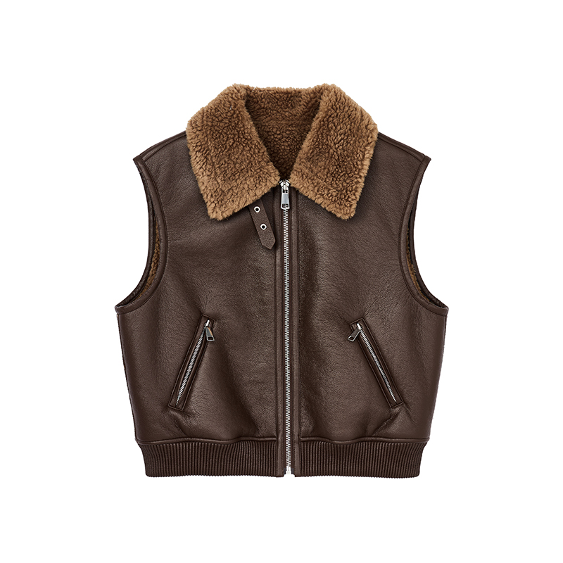 【尚雅专属】复古气质羊毛翻领马甲N8422