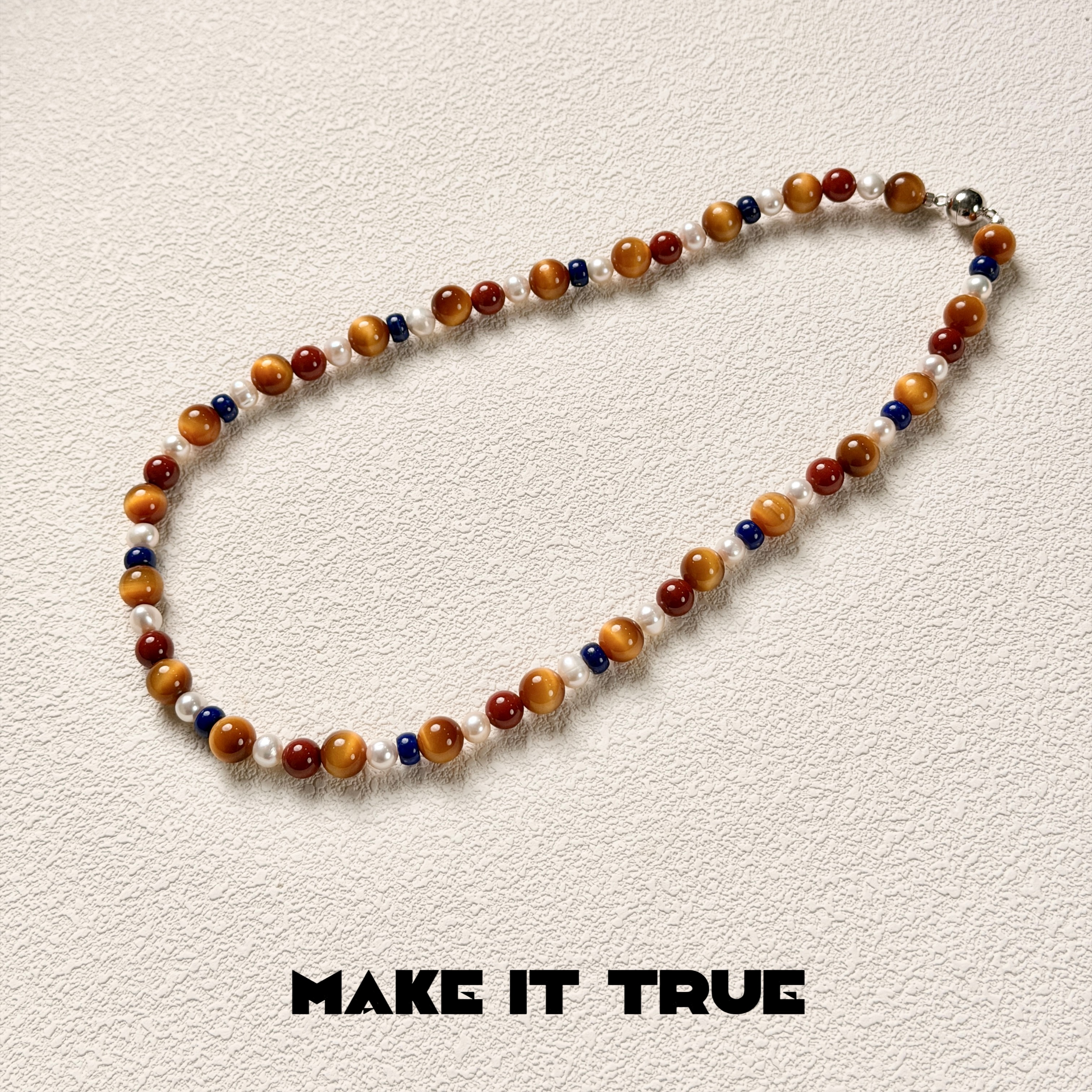 许愿MAKE IT TRUE【金樽】虎眼石南红珍珠青金石项链