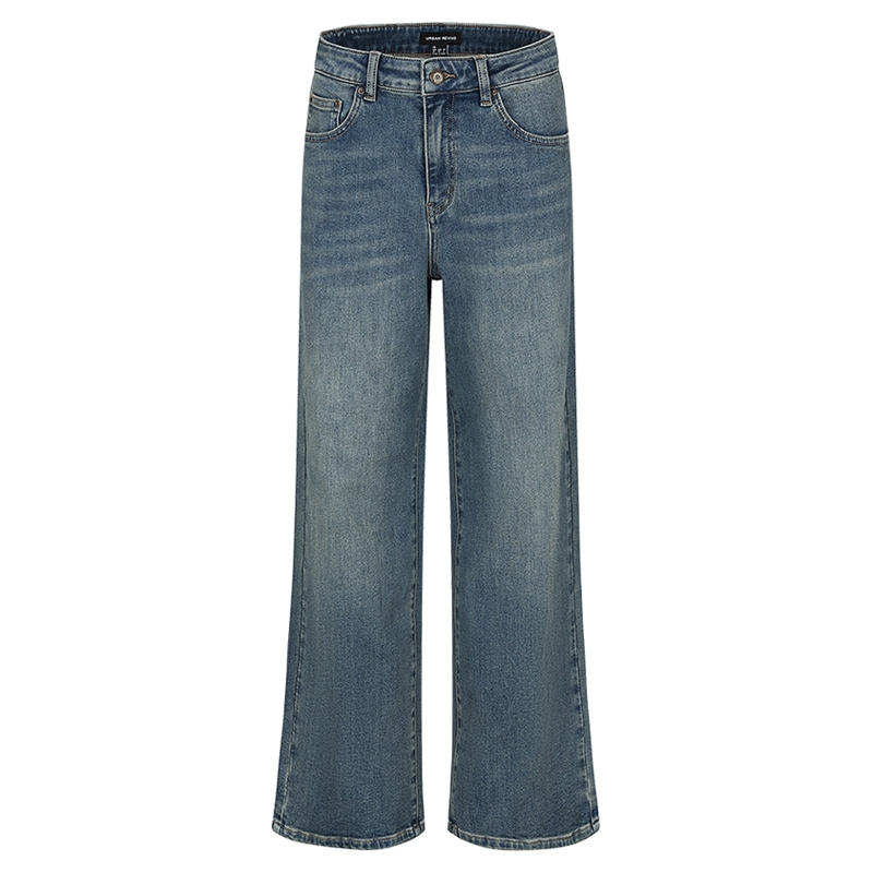 UR2025冬季新款女装气质休闲水洗猫须阔腿牛仔长裤UWM850271