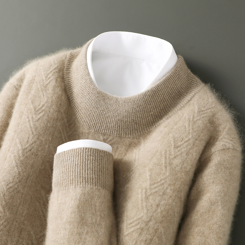 肌理感编织！新款男士12针松针半高领羊毛衫 商务休闲百搭保暖上衣