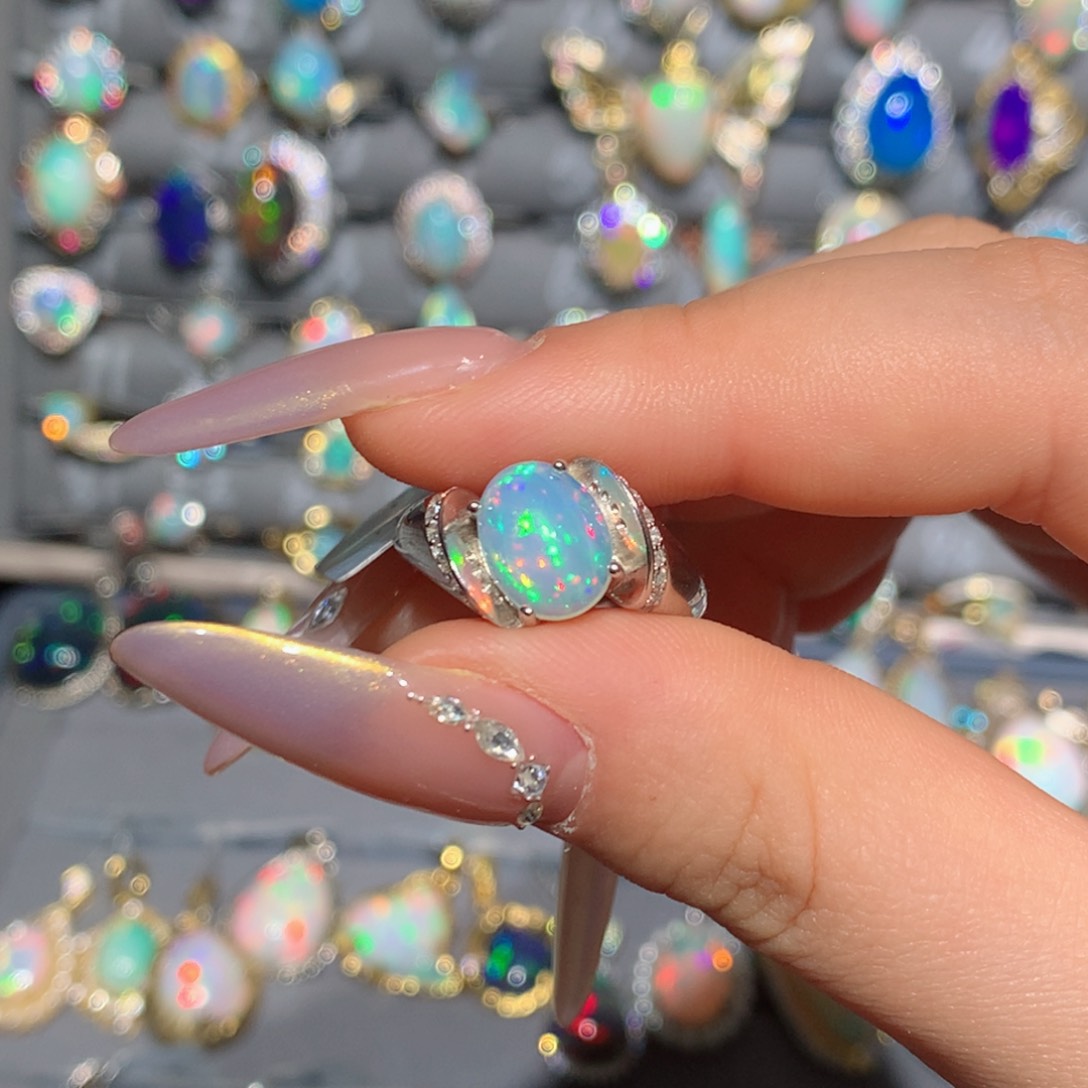 欧泊t欧泊戒指银S925镶嵌