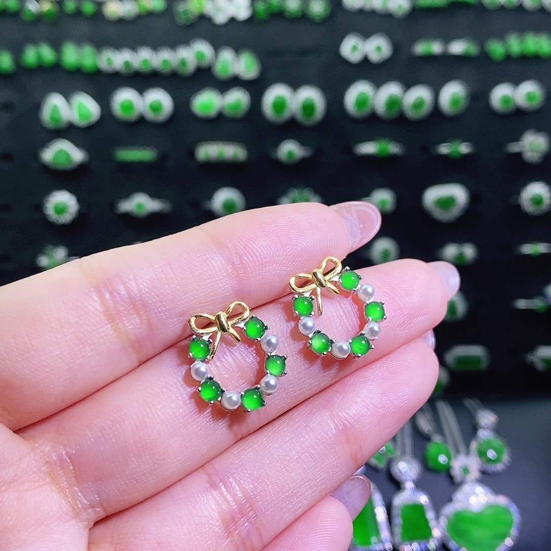 翡翠银S925镶嵌耳饰多样性