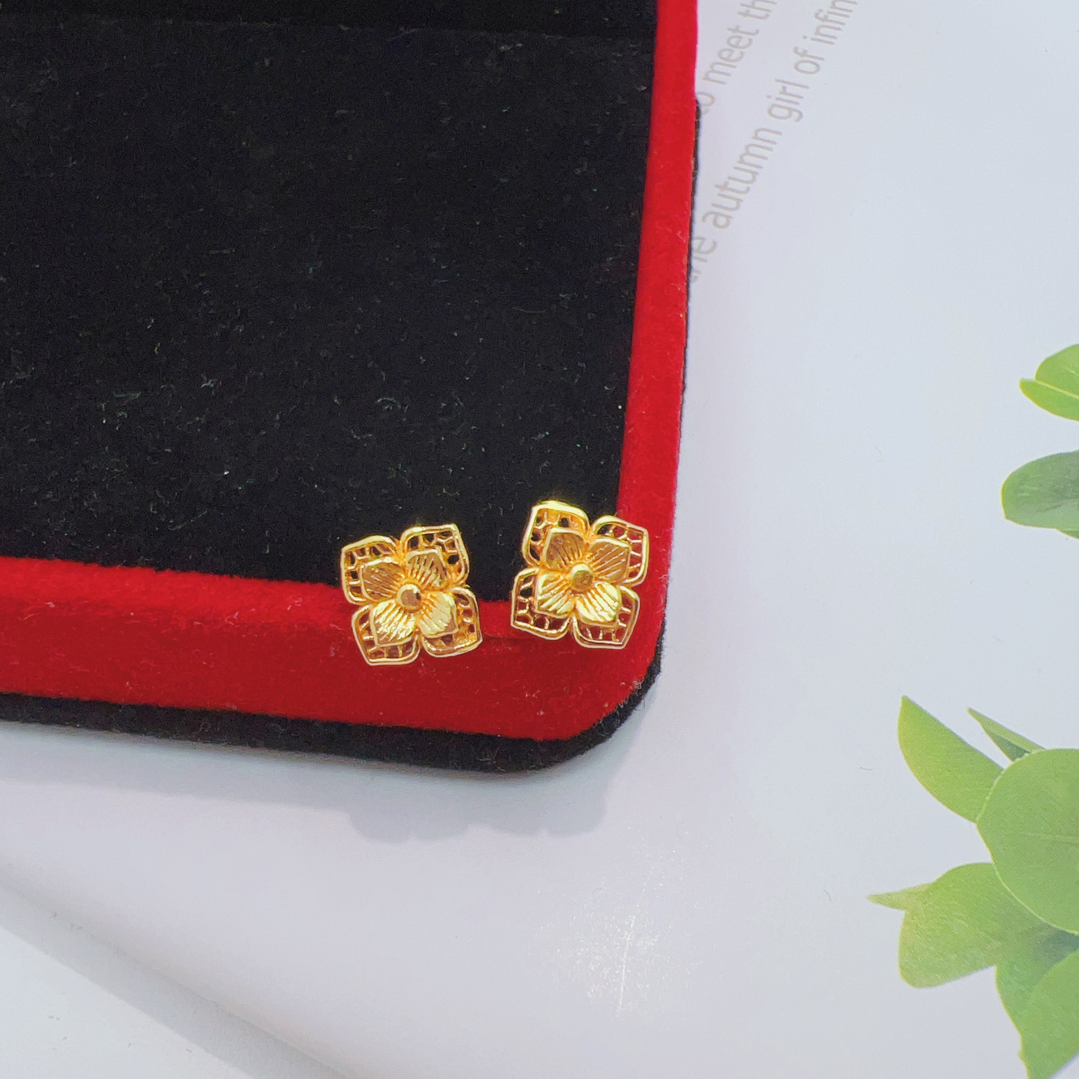 足银耳饰 足银四叶草耳钉E078