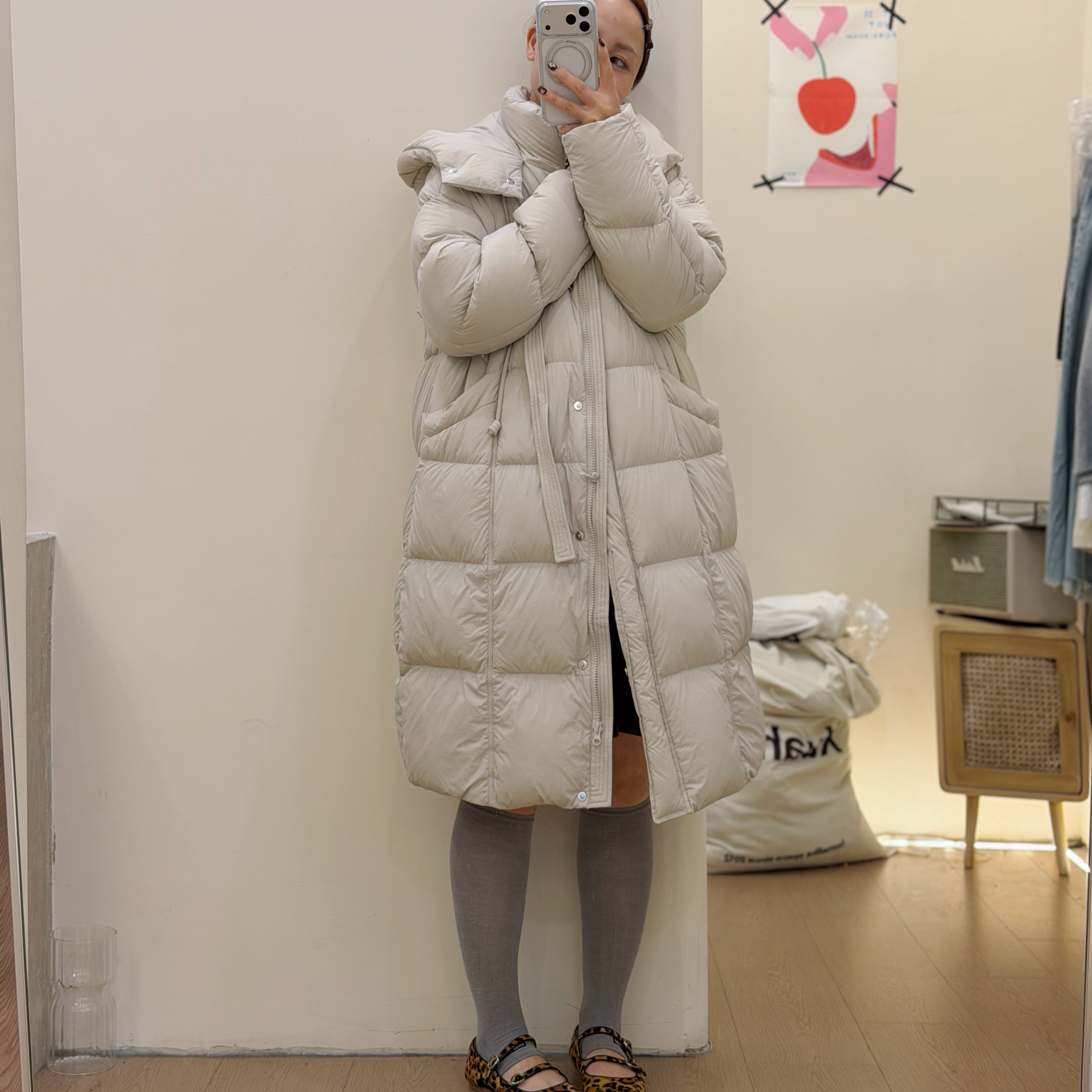 中长款高级感保暖羽绒服女士25冬季韩版宽松过膝加厚连帽外套