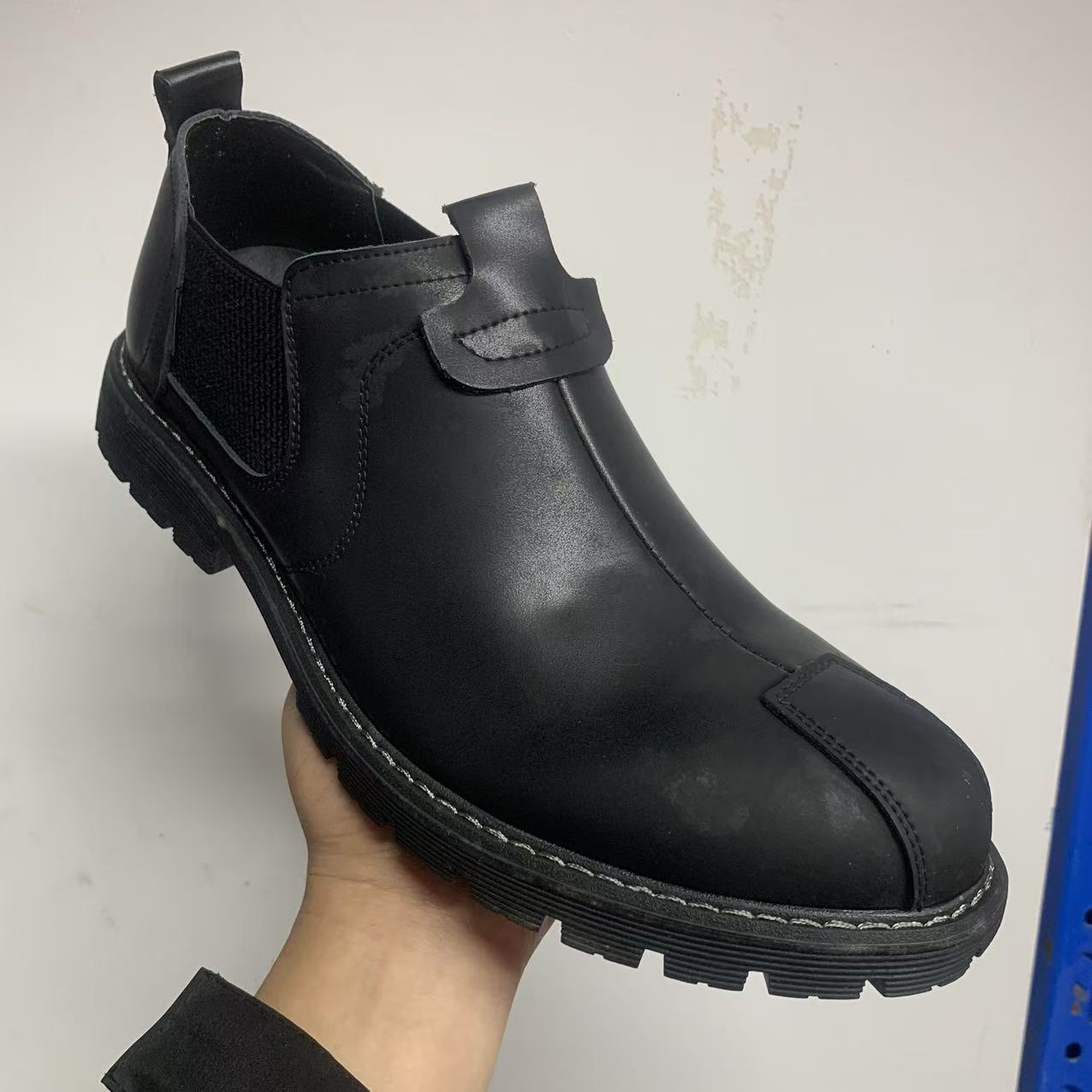 8901黑色男士单鞋商务百搭套脚休闲皮鞋时尚圆头时装春季休闲