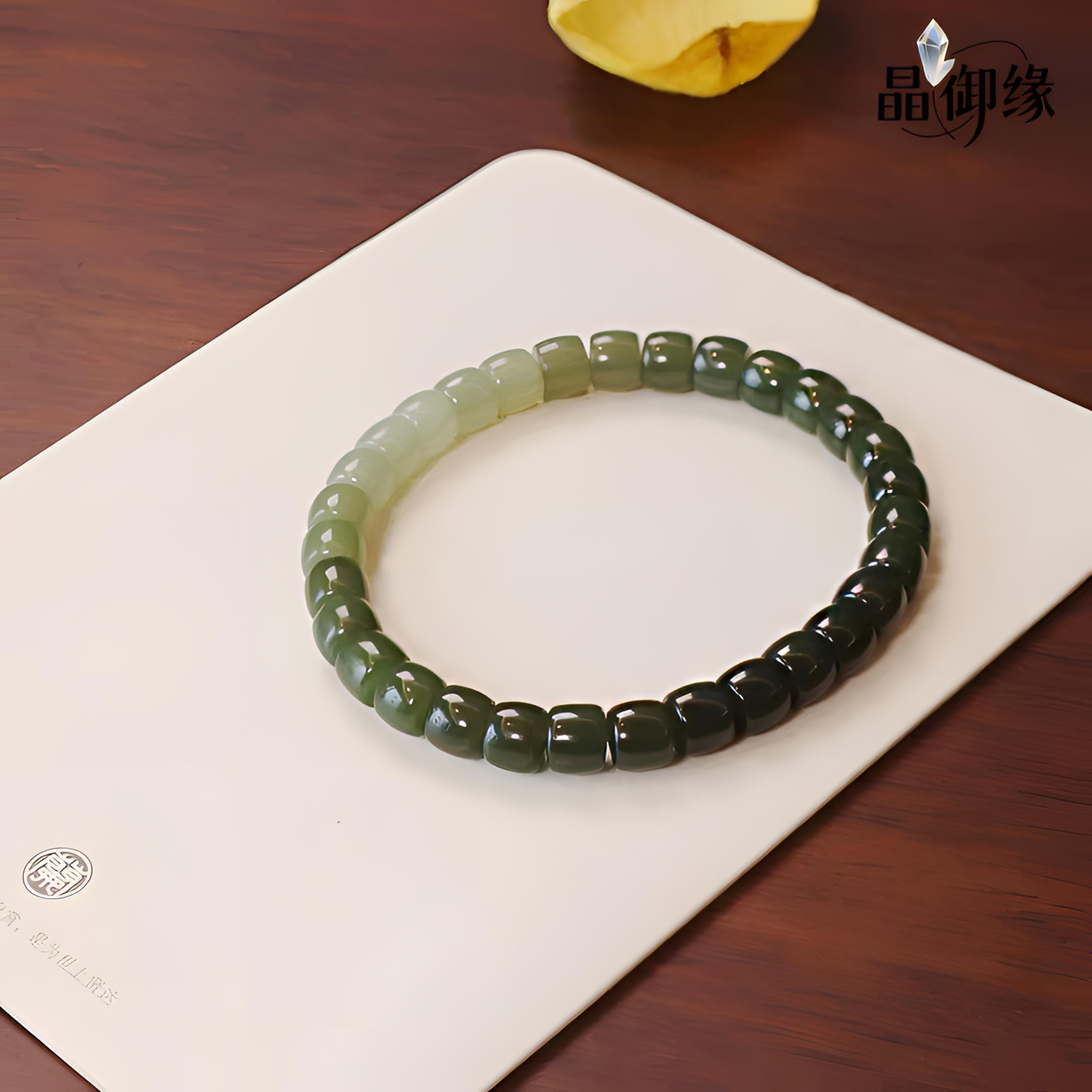 天然渐变直切和田玉简约百搭轻奢送礼手串-892