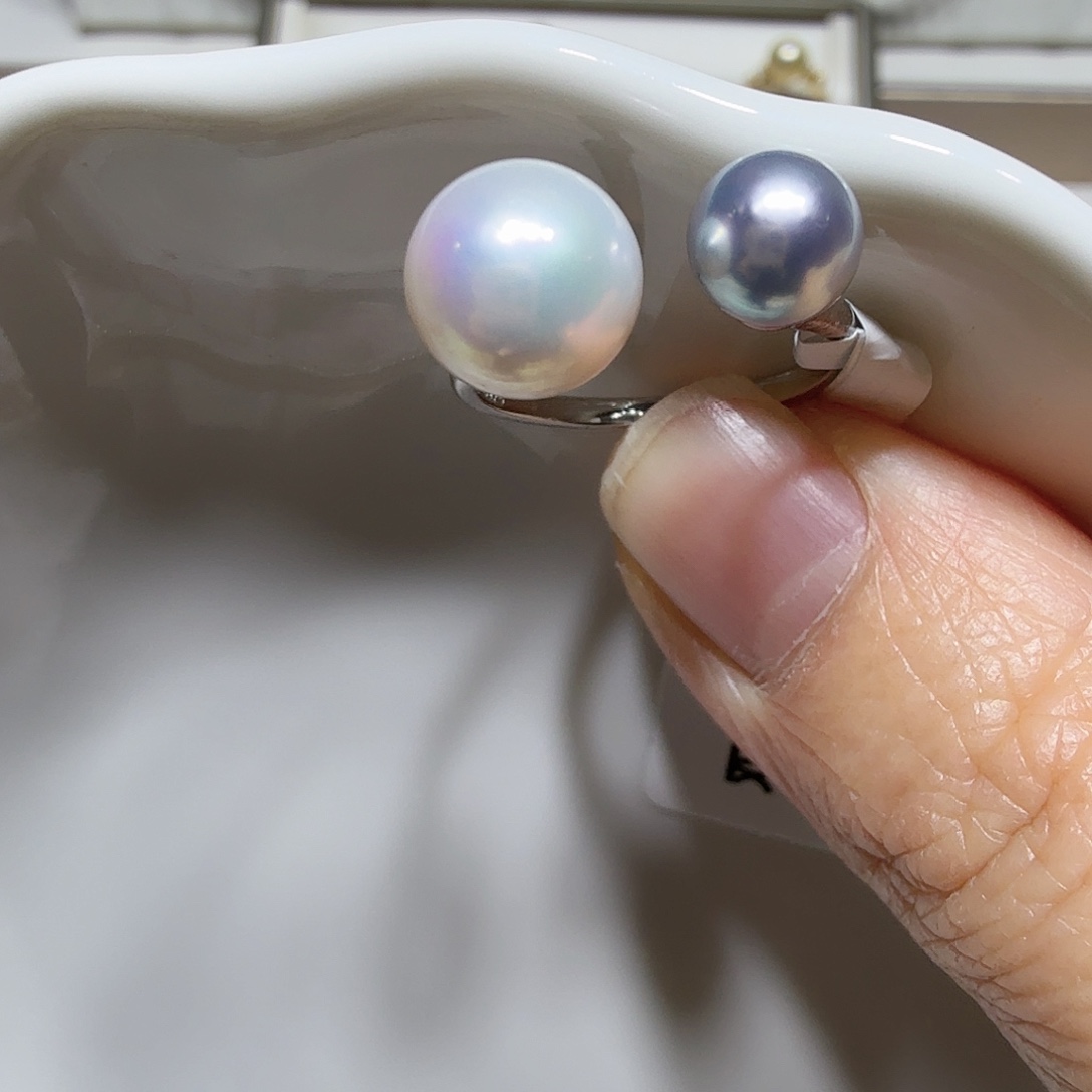银S925镶嵌戒指淡水珍珠
