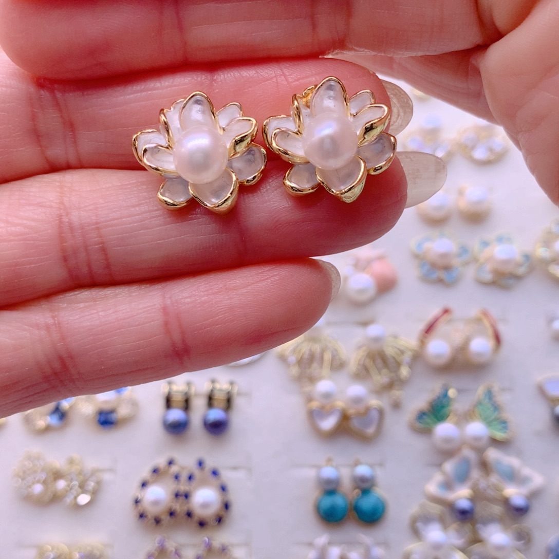 耳饰合金淡水珍珠