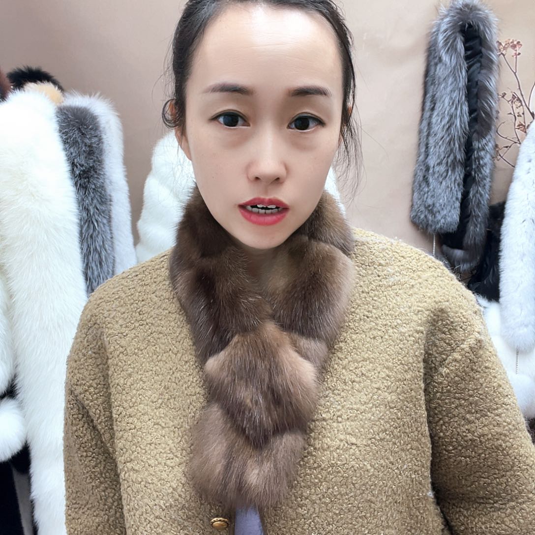 狐狸毛紫貂小围巾