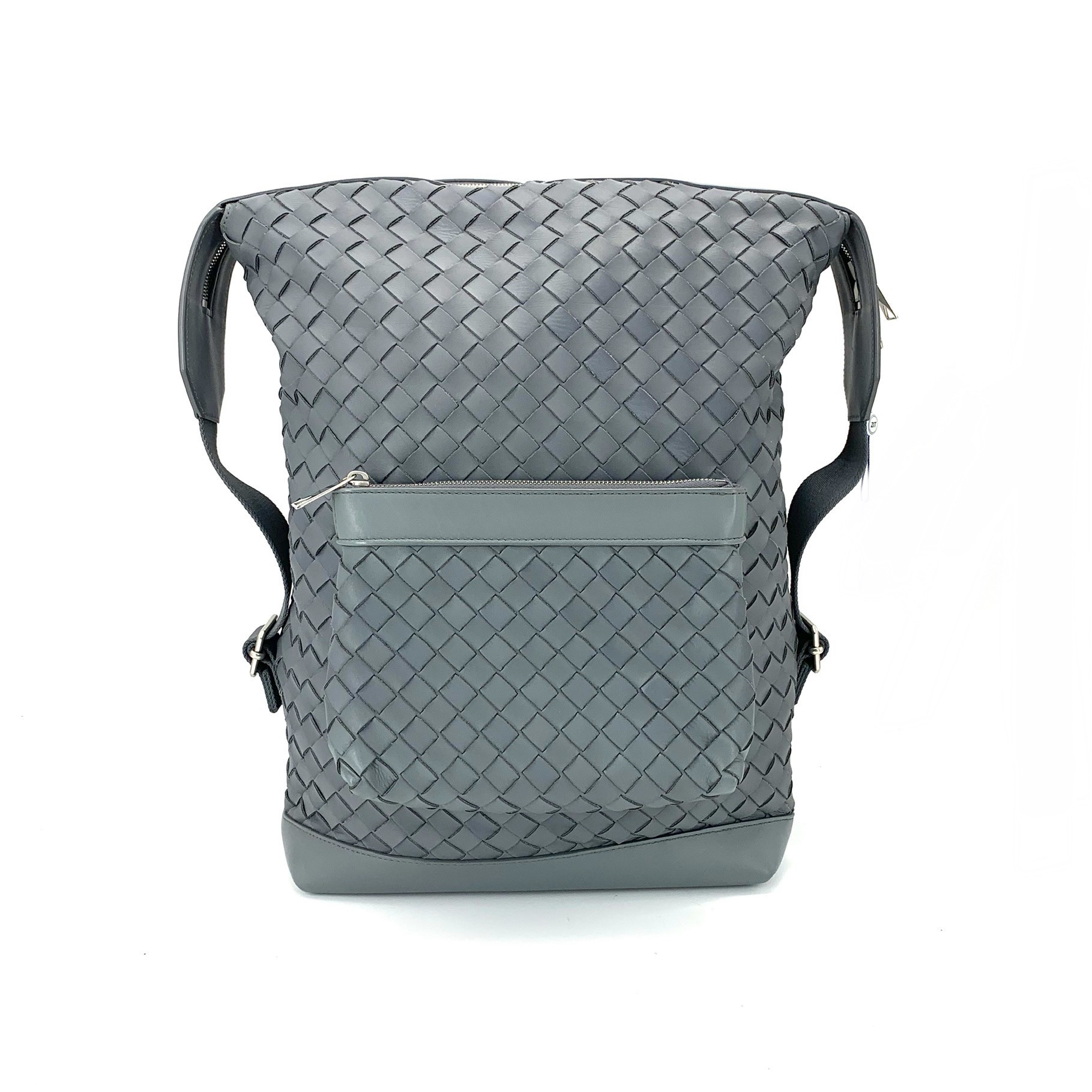 99新 BOTTEGA VENETA/葆蝶家 灰色全皮编织双肩包 尺寸30/42 