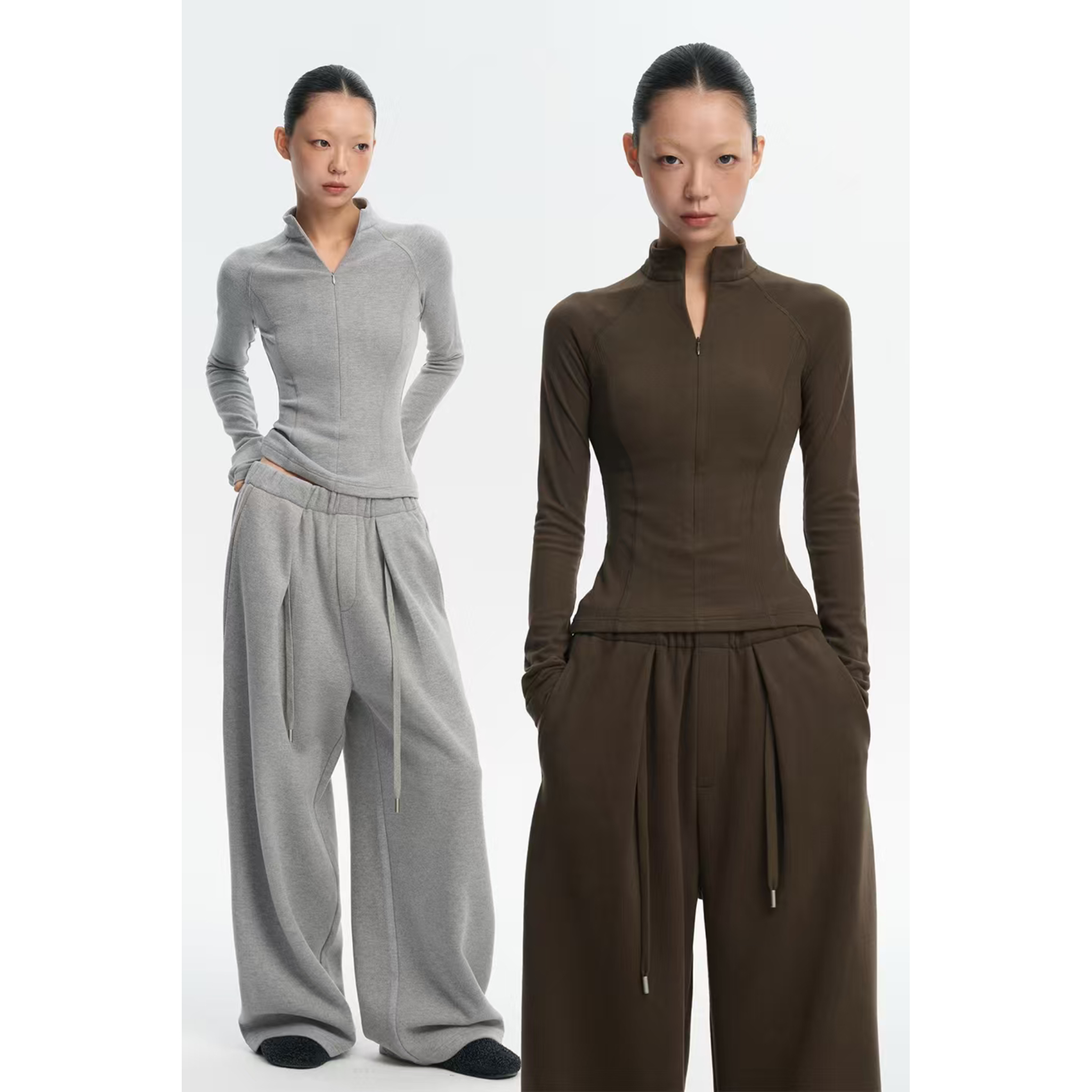 LINY LIBERTY 25AW 小众设计感双面抓绒立领修身T恤W16259127