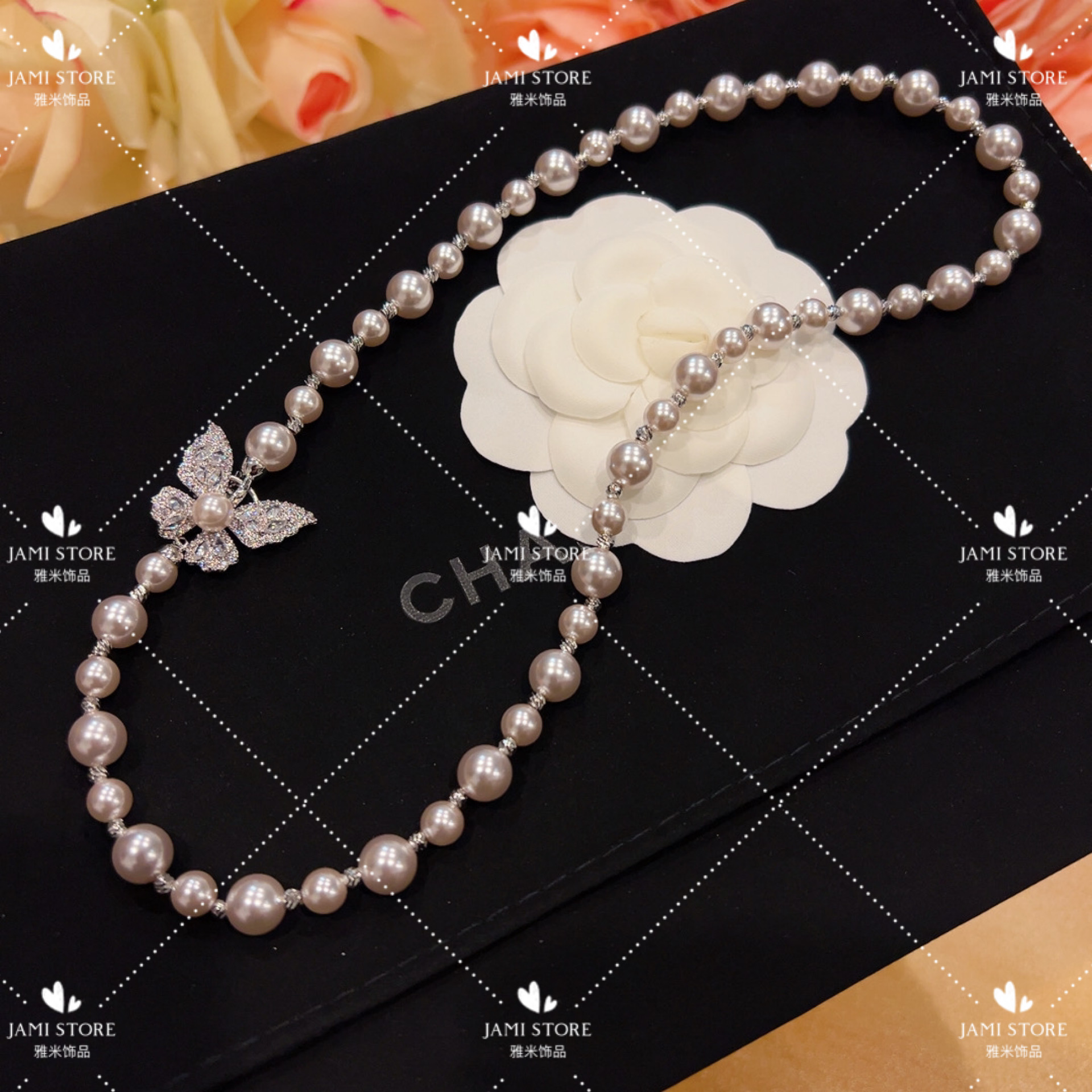 镀K金 Jami 蝴蝶珠珠项链轻奢气质优雅温柔时尚百搭